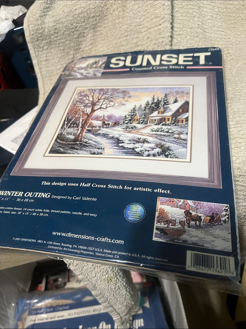 SUNSET 'Winter Outing' Counted Cross Stitch Kit - Winter Scene and transfers